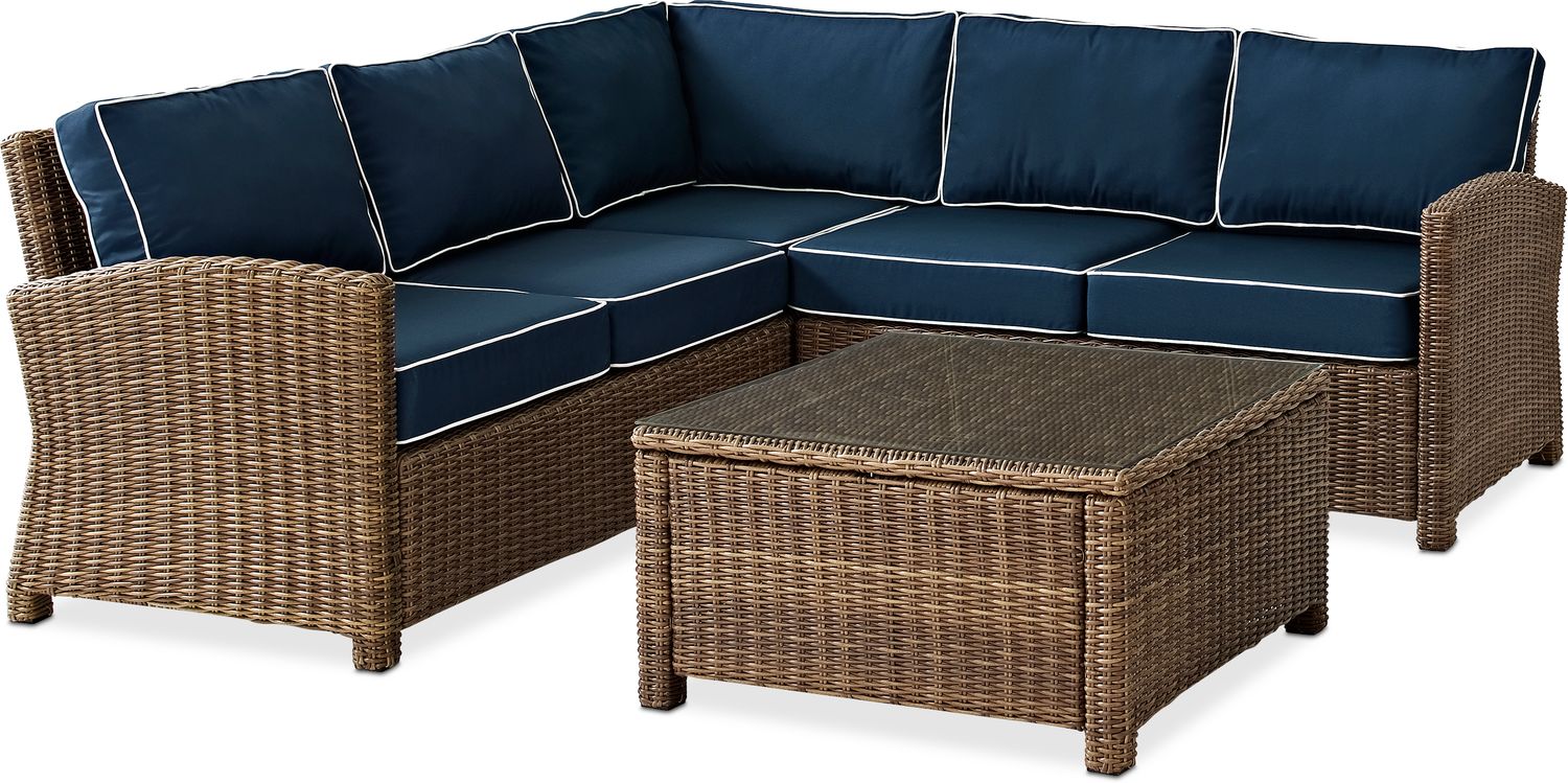 Destin 3-Piece Outdoor Sectional and Coffee Table Set ...