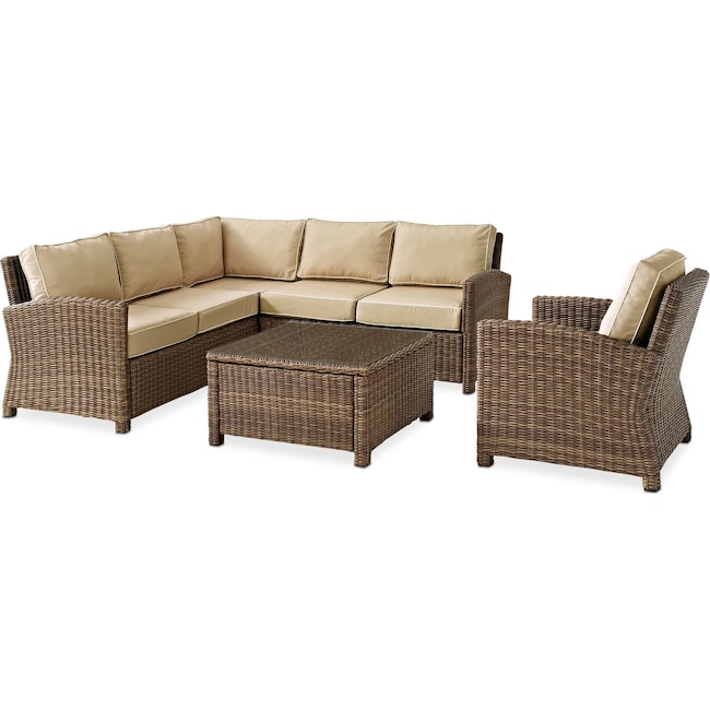 Outdoor Furniture - Destin 3-Piece Outdoor Sectional, Chair and Coffee Table Set
