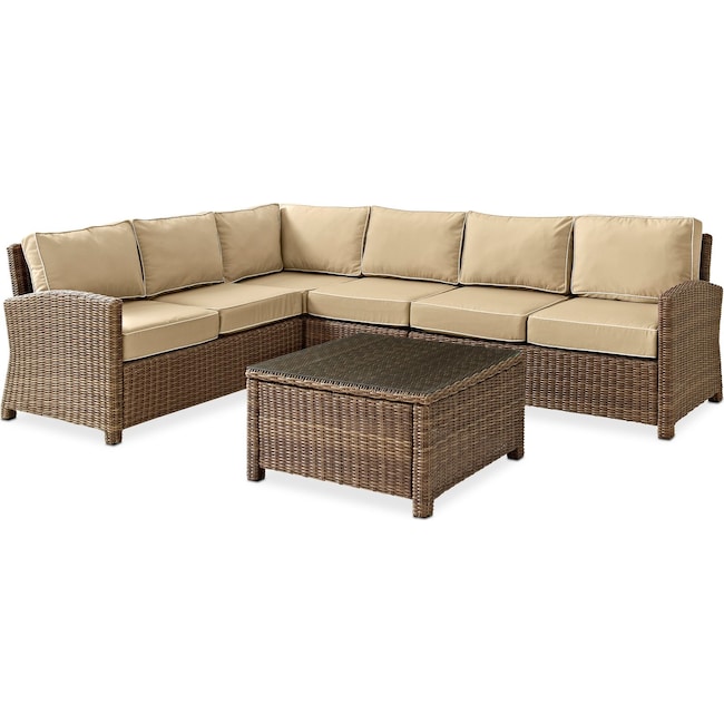 Outdoor Furniture - Destin 4-Piece Outdoor Sectional and Coffee Table Set