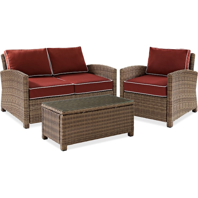 Outdoor Furniture - Destin Outdoor Loveseat, Chair and Coffee Table Set