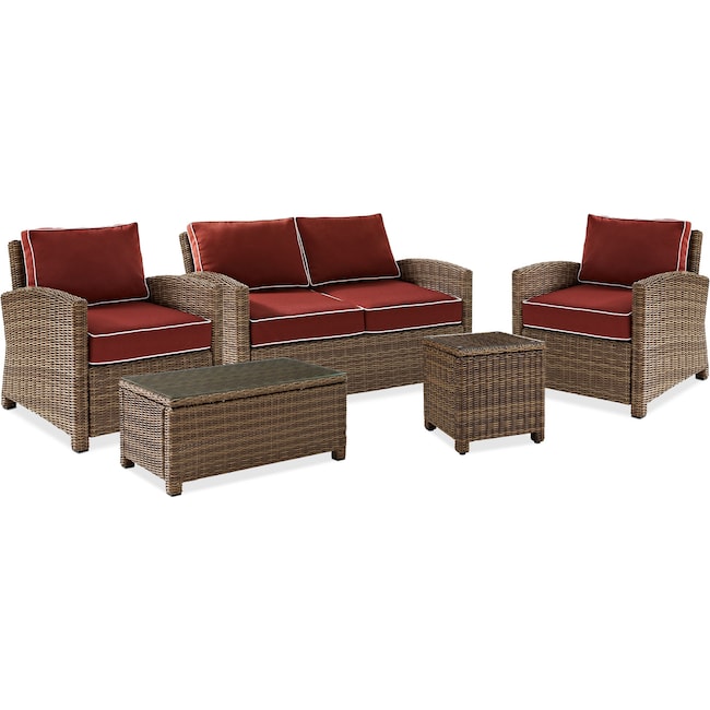 Outdoor Furniture - Destin Outdoor Loveseat, 2 Chairs, Coffee Table and End Table Set