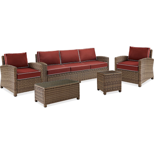Outdoor Furniture - Destin Outdoor Sofa, 2 Chairs, Coffee Table and End Table Set