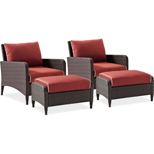 Outdoor Furniture - Corona Outdoor Chair Set with 2 Ottomans