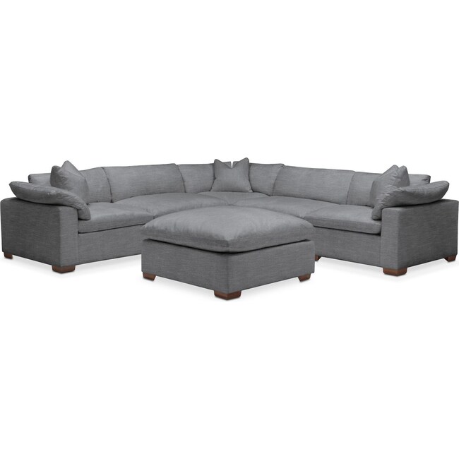 Living Room Furniture - Plush 5-Piece Sectional with Ottoman