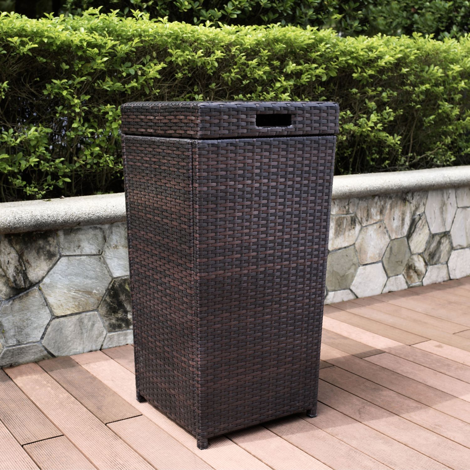 Aldo Outdoor Trash Bin Brown American Signature Furniture Aldo Outdoor Trash Bin Brown