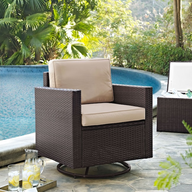 Outdoor Furniture - Aldo Outdoor Swivel Rocking Chair - Brown