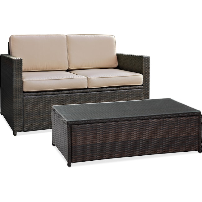 Outdoor Furniture - Aldo Outdoor Loveseat and Coffee Table Set