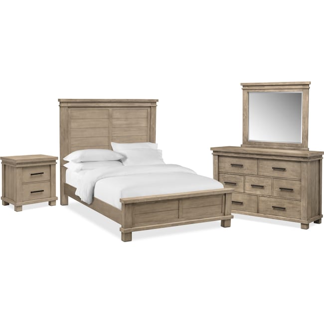 tribeca 6-piece bedroom set with nightstand, dresser and mirror