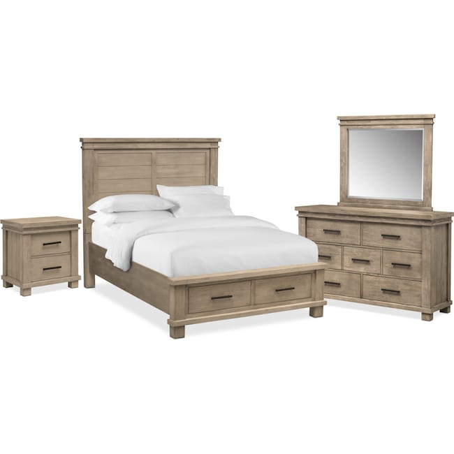 Tribeca 6 Piece Storage Bedroom Set With Nightstand Dresser And Mirror