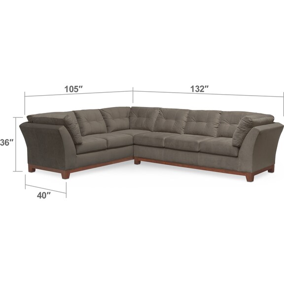 Living Room Furniture - Sebring 2-Piece Sectional with Right-Facing Sofa - Gray
