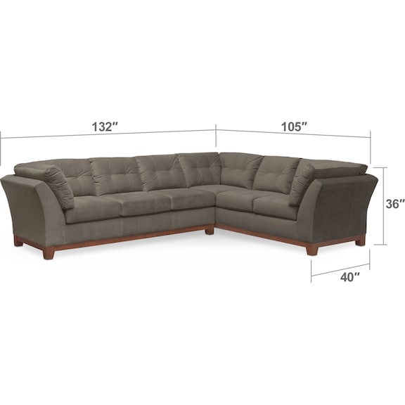 Living Room Furniture - Sebring 2-Piece Sectional with Left-Facing Sofa - Gray