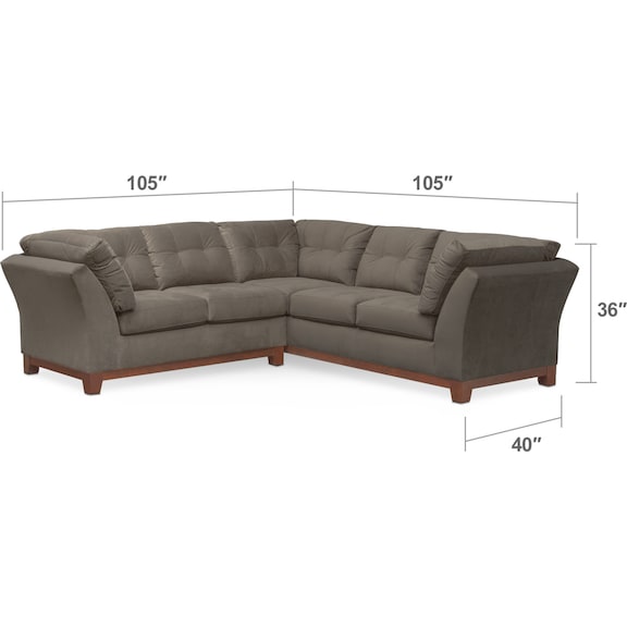 Living Room Furniture - Sebring 2-Piece Sectional with Left-Facing Loveseat - Gray