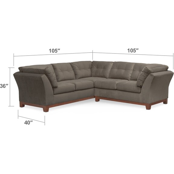 Living Room Furniture - Sebring 2-Piece Sectional with Right-Facing Loveseat - Gray