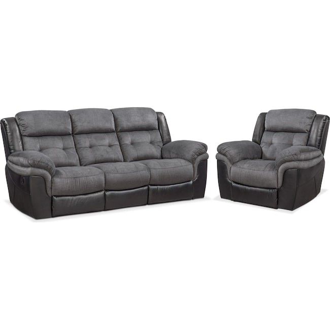 Living Room Furniture - Tacoma Manual Reclining Sofa and Glider Recliner Set