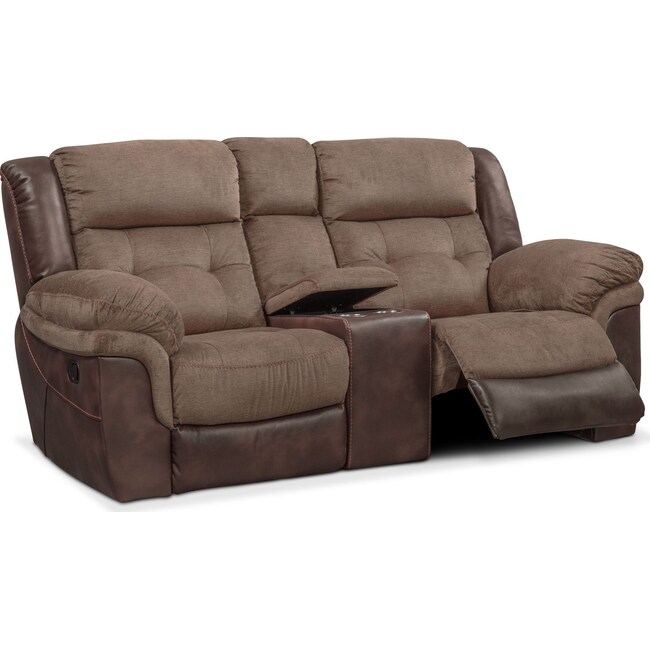 Living Room Furniture - Tacoma Manual Reclining Loveseat with Console