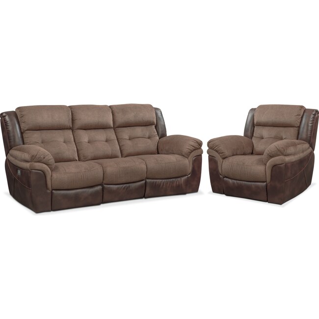 Living Room Furniture - Tacoma Dual-Power Reclining Sofa and Recliner Set
