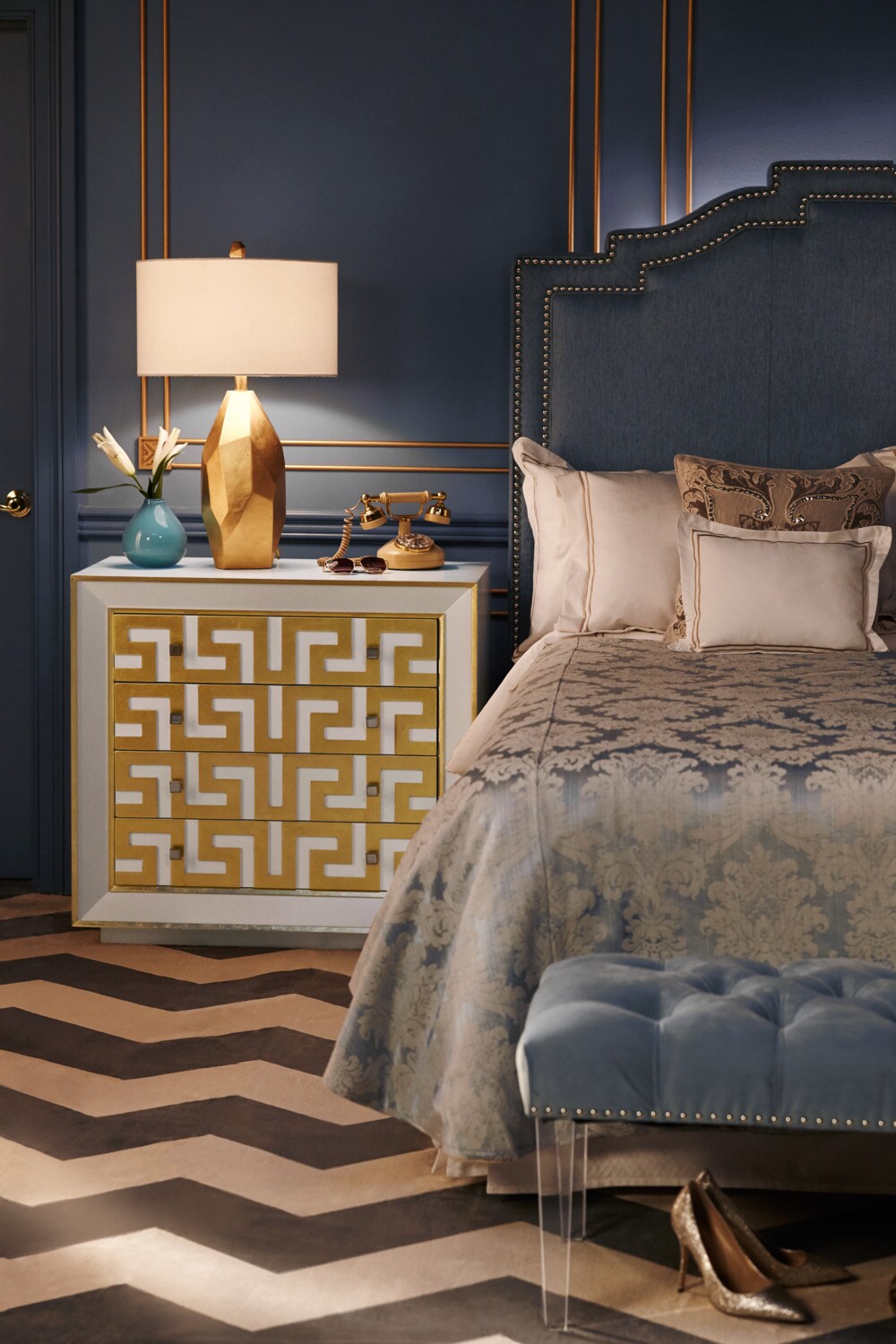 Halston Bachelor Chest Gold American Signature Furniture