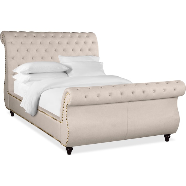 Ella Queen Upholstered Bed Cream American Signature Furniture