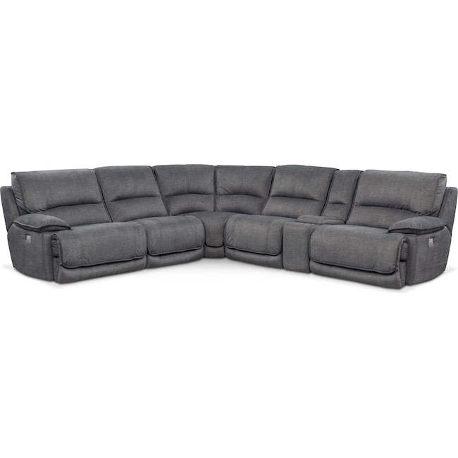 Mario 6 Piece Dual Power Reclining Sectional With 3 Reclining