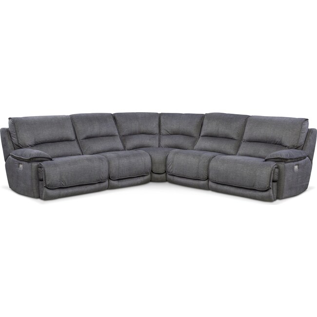 Living Room Furniture - Mario 5-Piece Dual-Power Reclining Sectional with 3 Reclining Seats