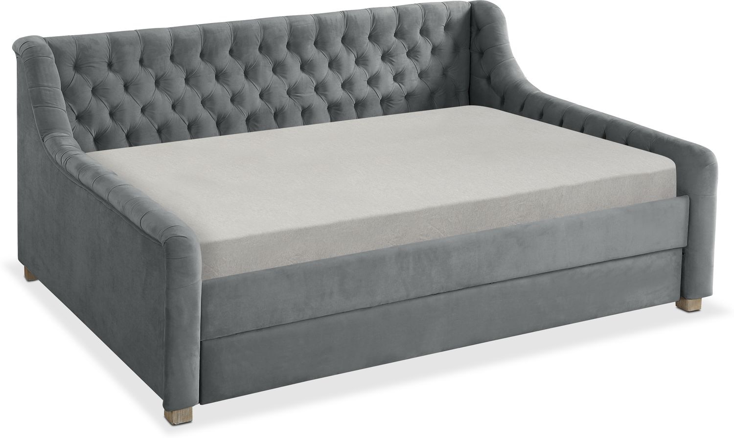 Halle Twin Upholstered Daybed with Twin Trundle - Gray | American Signature Furniture