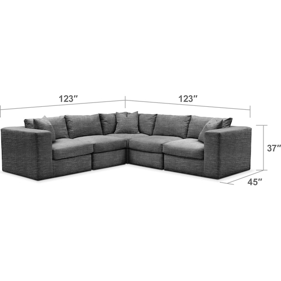 Living Room Furniture - Collin Comfort 5-Piece Sectional - Curious Charcoal