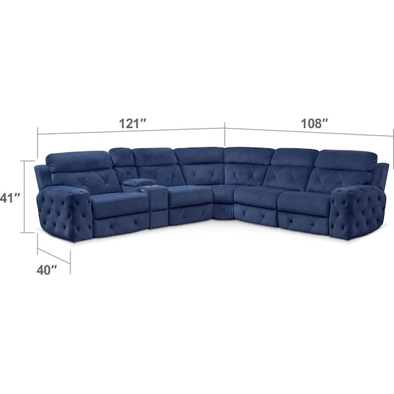 Living Room Furniture - Macklin 4-Piece Dual Power Reclining Sectional with Left-Facing Loveseat