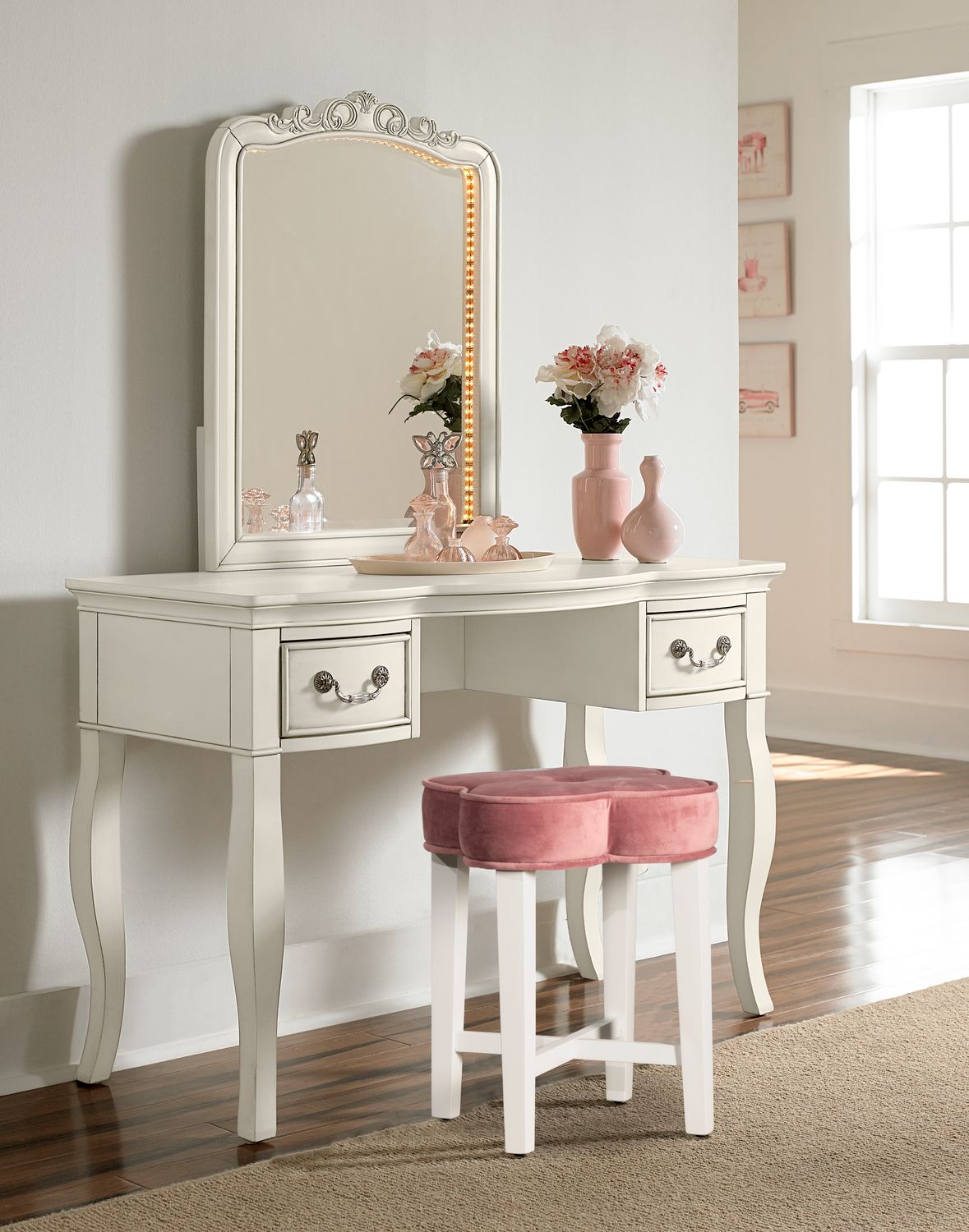 Quad Vanity Stool - Pink | American Signature Furniture