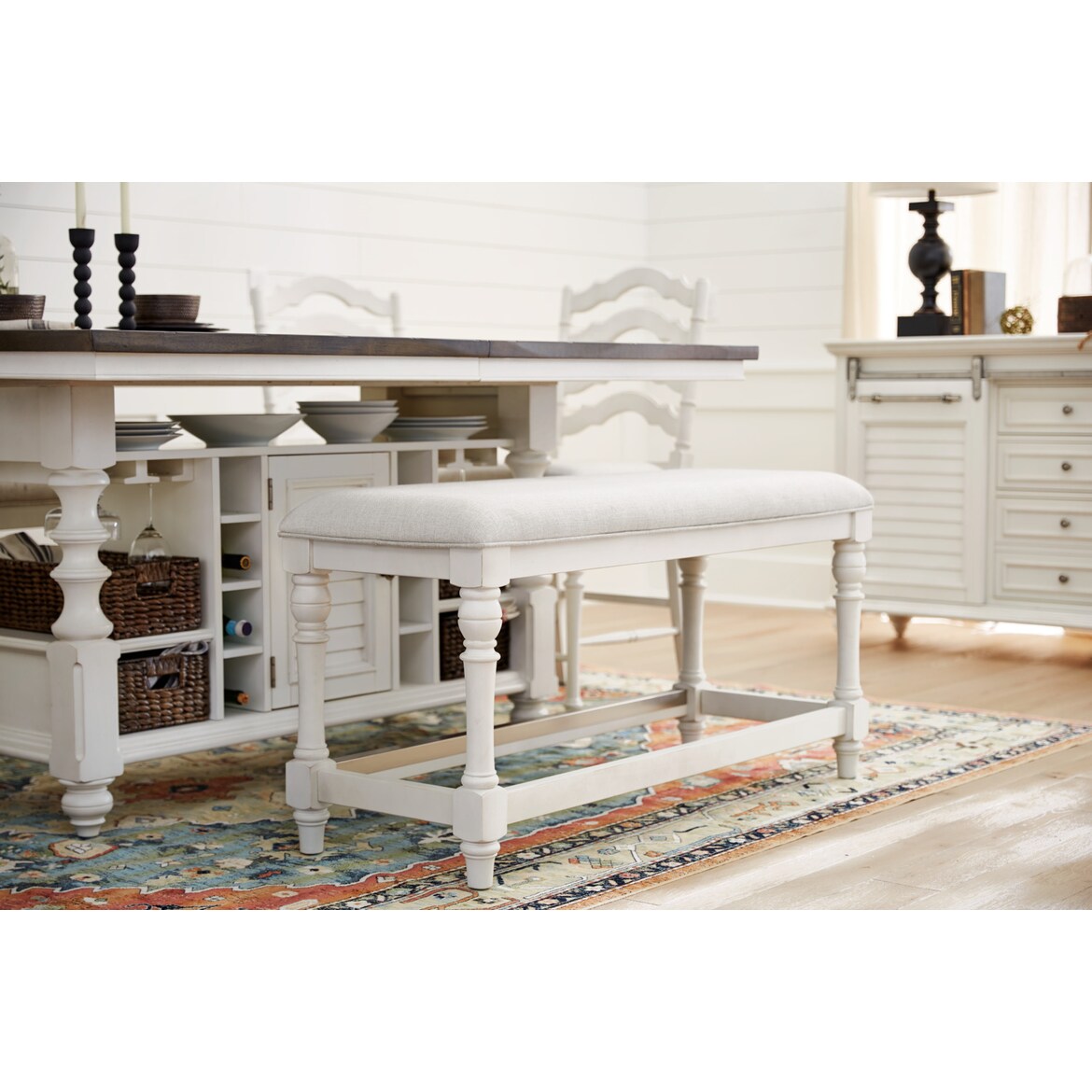 Charleston Counter-Height Kitchen Island, 4 Stools and ...