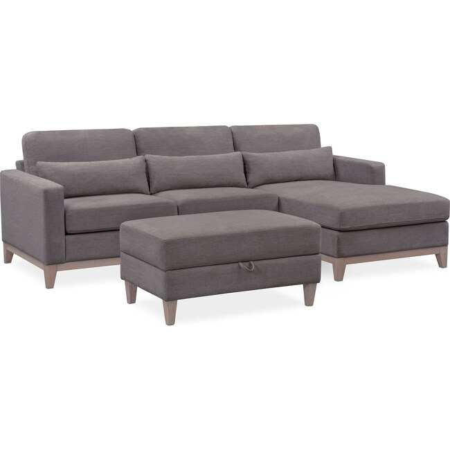 Living Room Furniture - Crosby 2-Piece Sectional with Storage Ottoman