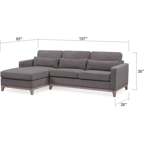 Living Room Furniture - Crosby 2-Piece Sectional with Chaise