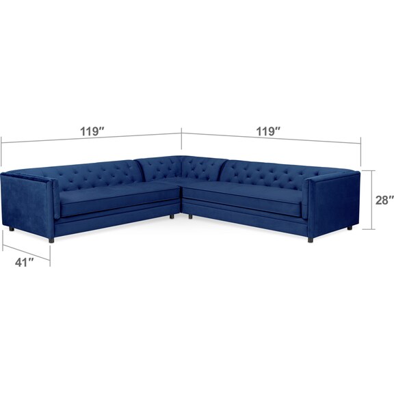 Living Room Furniture - Gabe 3-Piece Sectional - Indigo