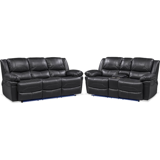 Living Room Furniture - Monza Manual Reclining Sofa and Loveseat Set