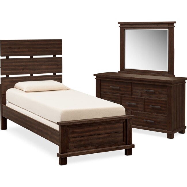 Kids Furniture - Tribeca 5-Piece Plank Bedroom Set with Dresser and Mirror