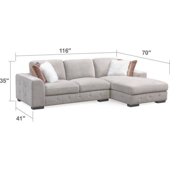 Living Room Furniture - Terry 2-Piece Sectional with Chaise