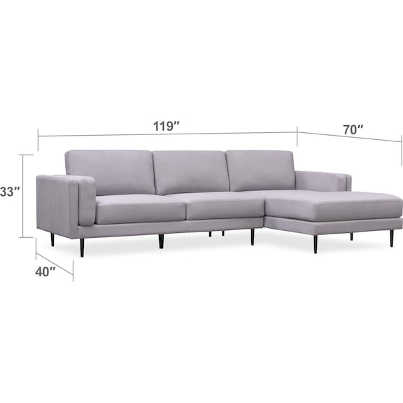 Living Room Furniture - West End 2-Piece Sectional with Chaise