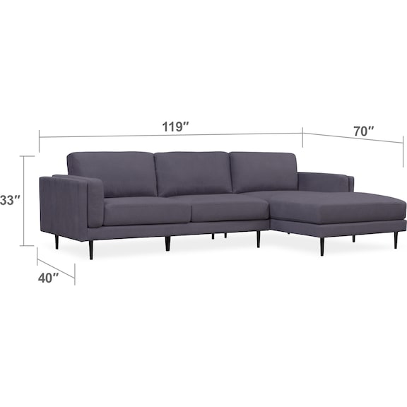 Living Room Furniture - West End 2-Piece Sectional with Chaise