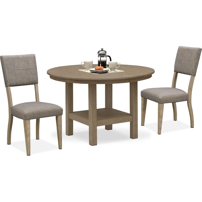 Dining Room Furniture - Tribeca Round Dining Table and 2 Upholstered Side Chairs