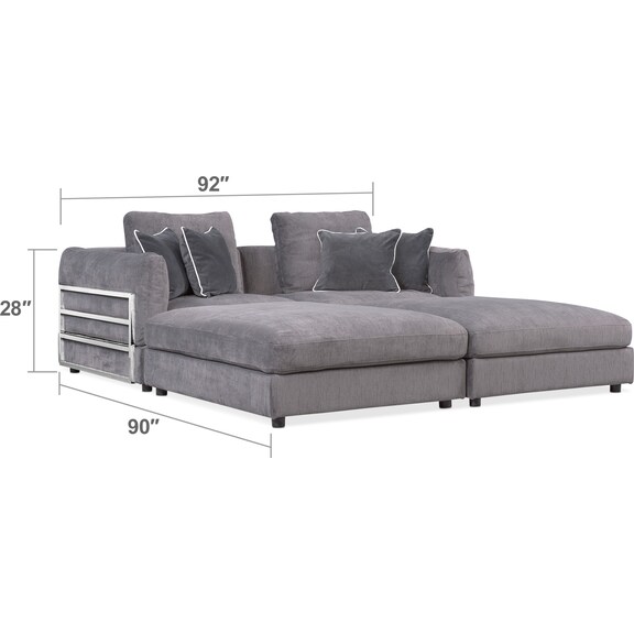 Living Room Furniture - Lavo 4-Piece Sectional with 2 Rectangular Ottomans - Gunmetal