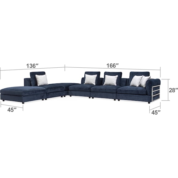 Living Room Furniture - Lavo 6-Piece Sectional with Right-Facing Chair - Ink