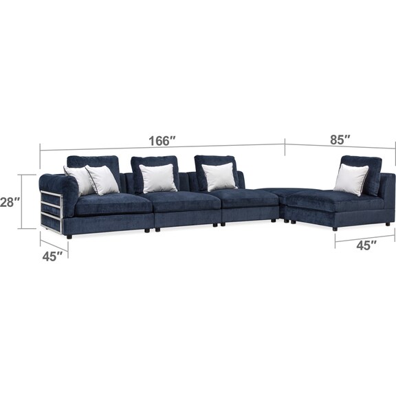 Living Room Furniture - Lavo 5-Piece Sectional with Left-Facing Chair - Ink