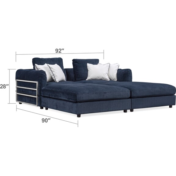 Living Room Furniture - Lavo 4-Piece Sectional with 2 Rectangular Ottomans - Ink