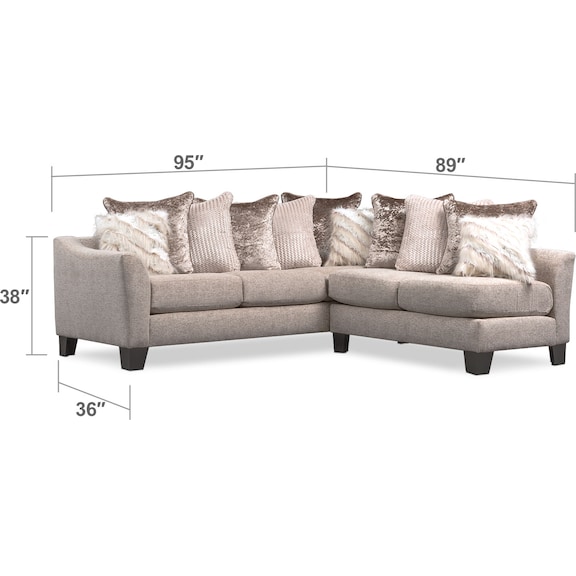 Living Room Furniture - Allure 2-Piece Sectional - Beige