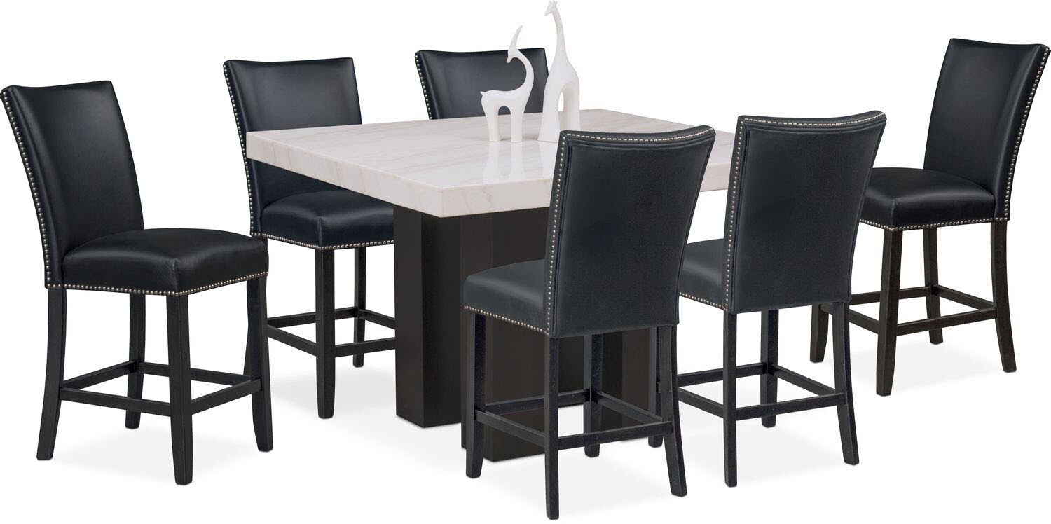 Artemis Counter-Height Dining Table and 6 Upholstered ...