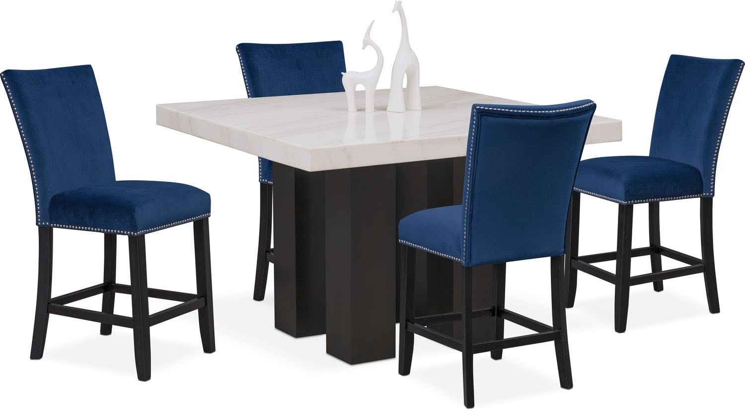 Artemis Counter Height Marble Dining Table And 4 Upholstered