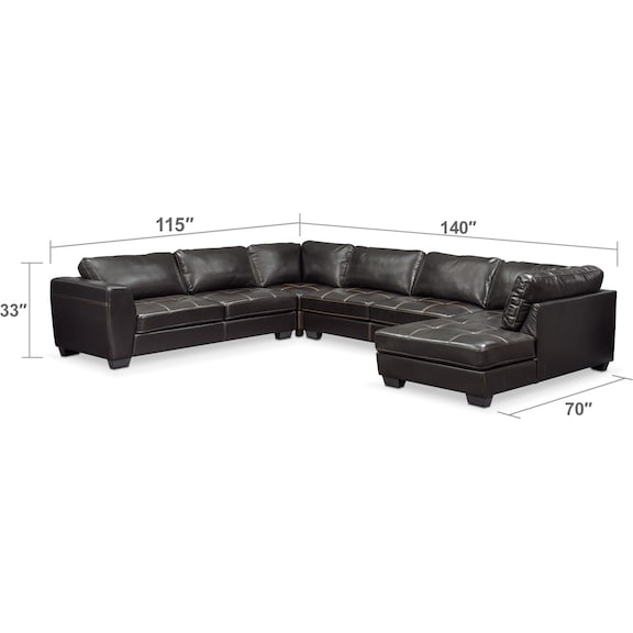 Living Room Furniture - Santana 4-Piece Sectional with Chaise