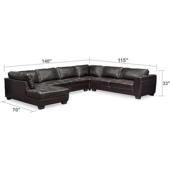 Living Room Furniture - Santana 4-Piece Sectional with Chaise