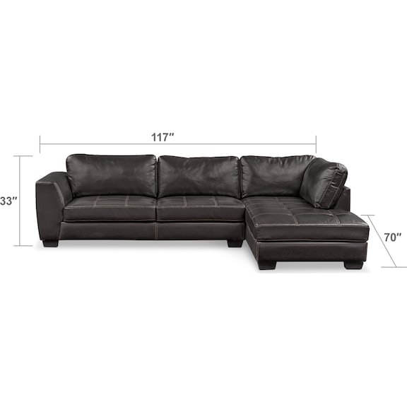Living Room Furniture - Santana 2-Piece Sectional with Chaise and Ottoman