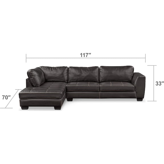 Living Room Furniture - Santana 2-Piece Sectional with Chaise and Ottoman
