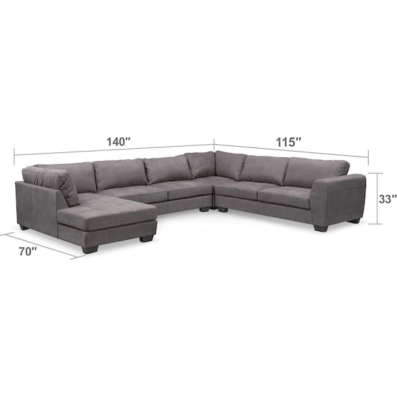 Living Room Furniture - Santana 4-Piece Sectional with Chaise
